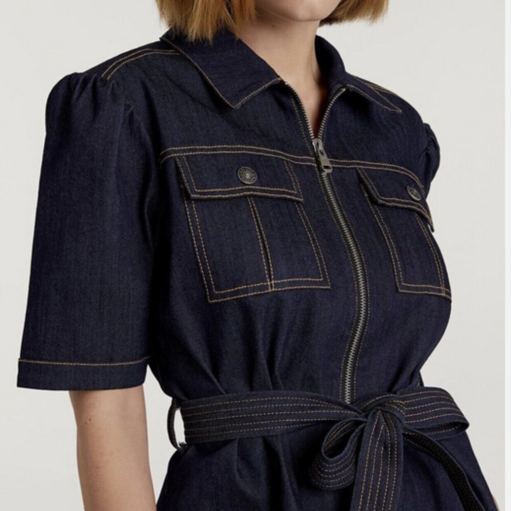 CINQ A SEPT LUELLA JACKET IN BLUE DENIM W/STITCHING SIZE 4 - Picture 3 of 6